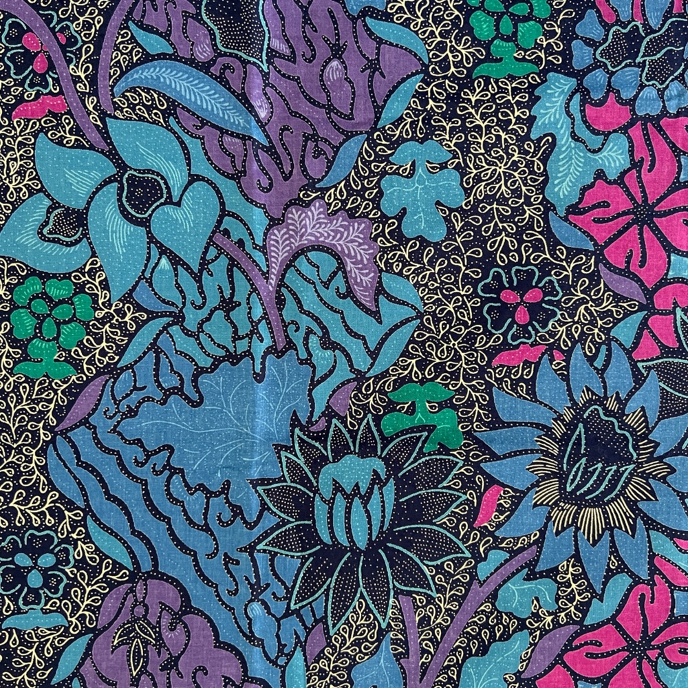 Vintage Vlisco Dutch Veritable Hollandais African Wax Cotton Fabric Signed Batik